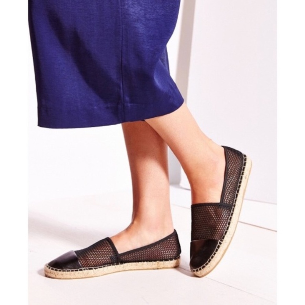 Sam Edelman 'Lena' black leather flat espadrilles